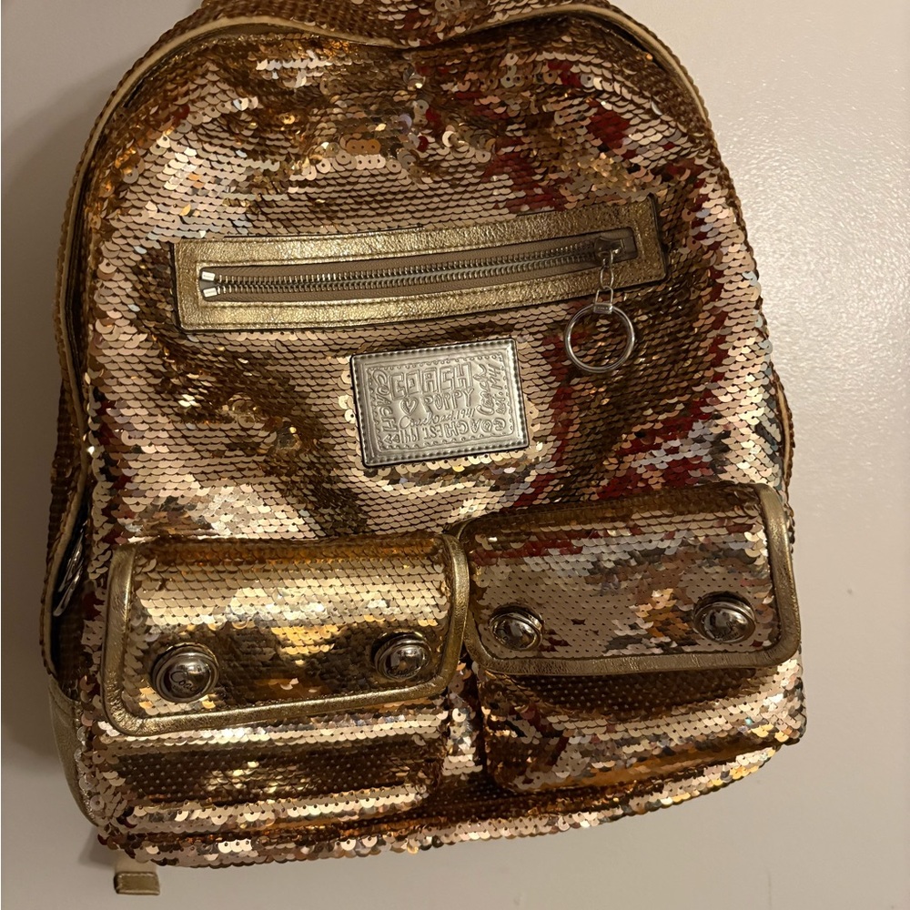Coach Gold Sequin Backpack